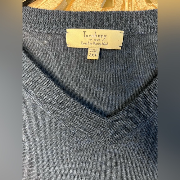 EUC Turnbury Extra Fine Merino Wool Blue Sweater Vest Sz 2XT - Picture 2 of 4